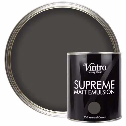 Vintro Luxury Matt Emulsion Multi Surface Paint in Charcoal Grey Midnight, 1L – 1