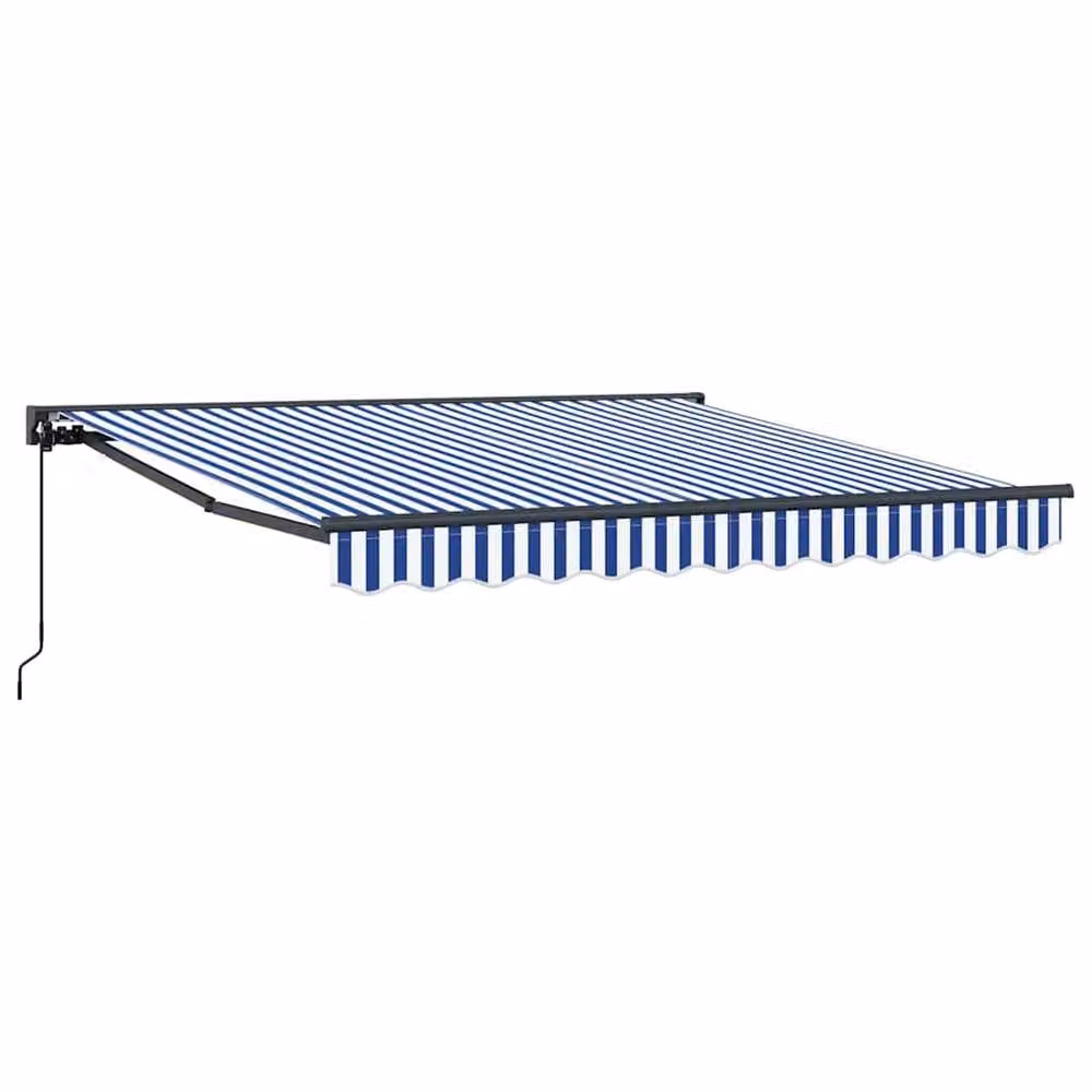 Berkfield Home Manual Retractable Awning in Blue and White, W: 300 cm, D: 250 cm – 2