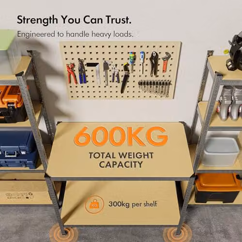 VonHaus Heavy Duty Height Adjustable Metal Workbench in Grey with 600kg Capacity, W/D/H: 110 x 90 x 59 cm – 2