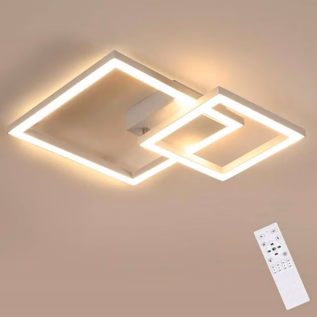 COMELY Dimmable Square LED Ceiling Light with Remote Control, White