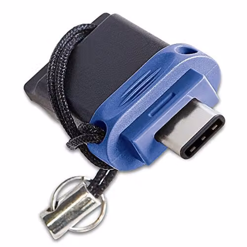Verbatim Store n Go Dual USB 3.2 Gen 1 and USB-C 2-in-1 Flash Drive, 64GB, Blue/Black – 1