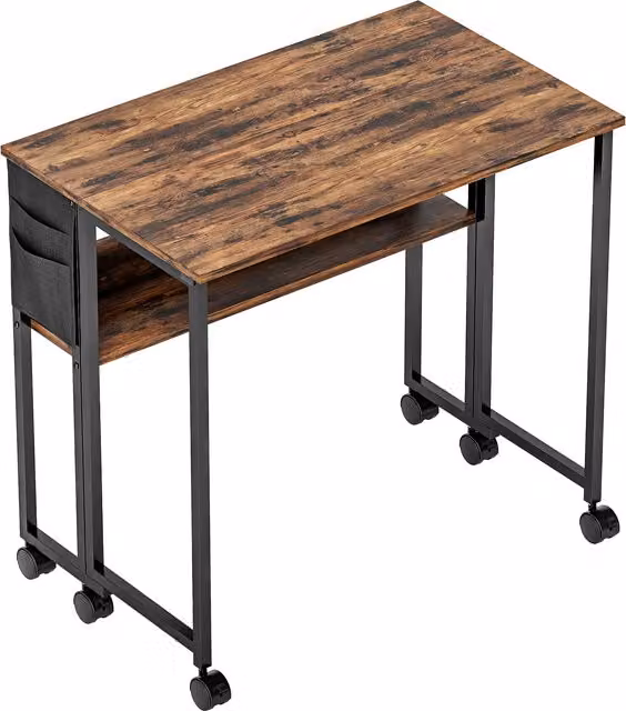 HOMCOM Rustic Brown Drop Leaf Writing Desk for Home Office