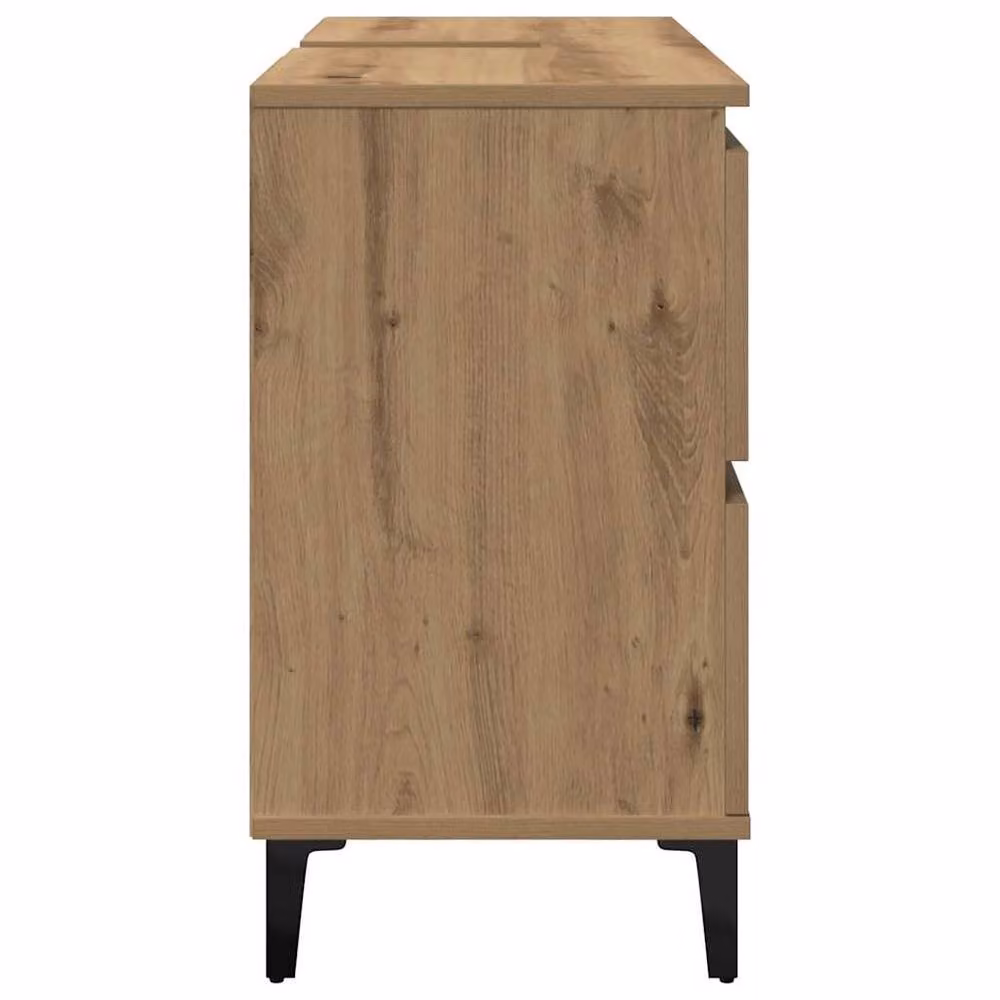 Berkfield Home Artisan Oak Sink Cabinet in Brown, W/D/H: 80 x 33 x 60 cm – 4