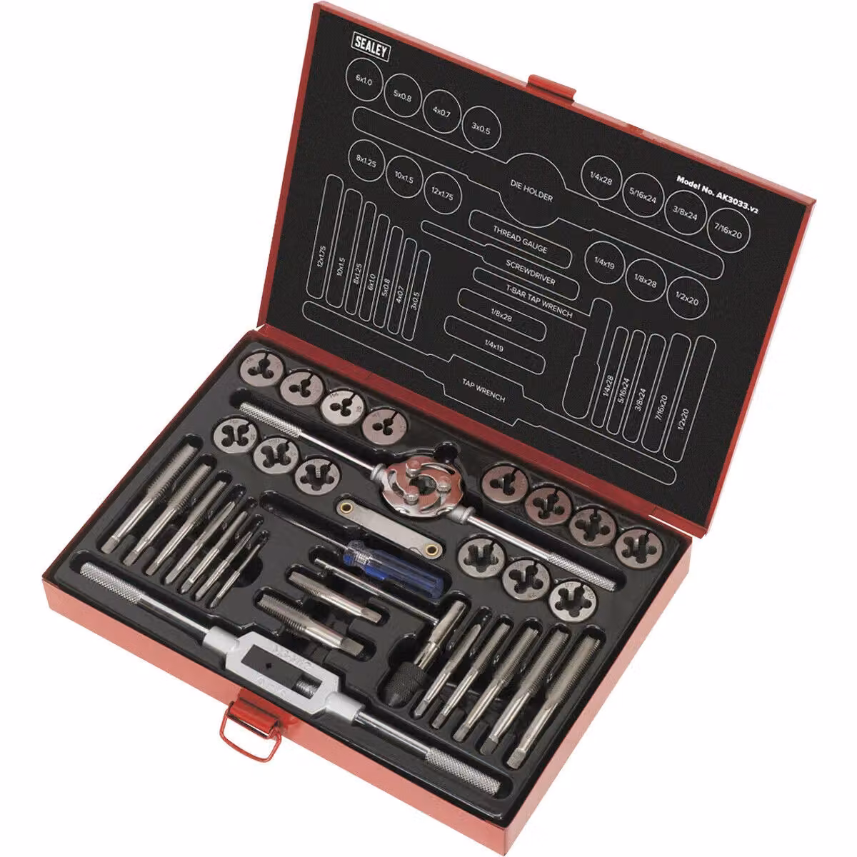 Loops 33pc Metric and Imperial Tap and Split Die Set Steel Multicolour Manual Bar and Socket Threading Tool – 2