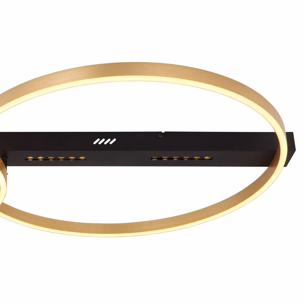 Netlighting Luffy Modern LED Semi Flush Ceiling Light in Black and Gold/Brass, W: 93 cm, D: 59 cm, 3000K Warm White – 2