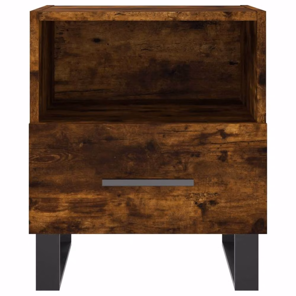 Berkfield Home Modern Bedside Cabinet in Smoked Oak Brown, W/D/H: 40 x 35 x 47.5 cm – 4