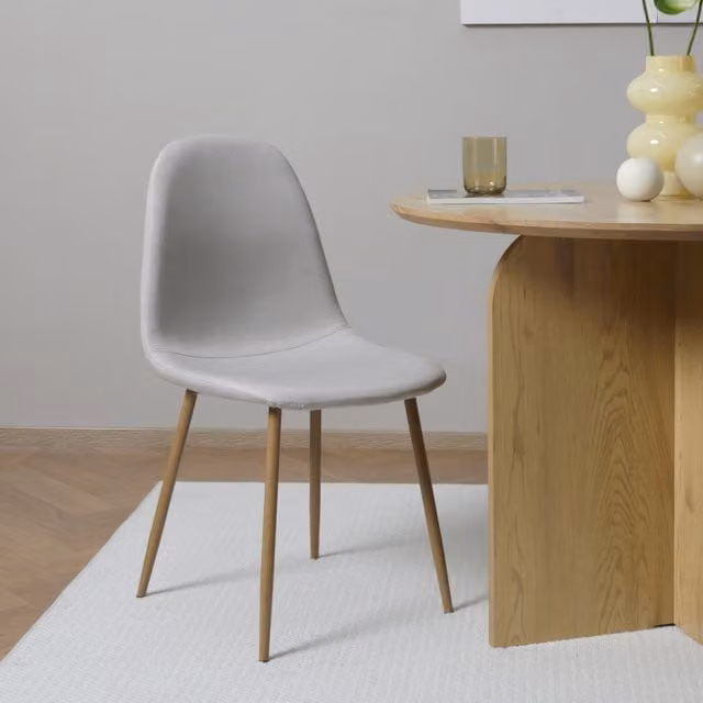 Home Garden Direct Asteria Upholstered Dining Chairs Set of 2 in Beige Linen with Wood Effect Legs