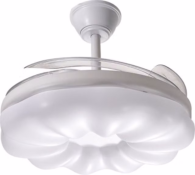 Lifeideas Dimmable Modern Bud-Style Ceiling Fan Light with Retracted Blades in White