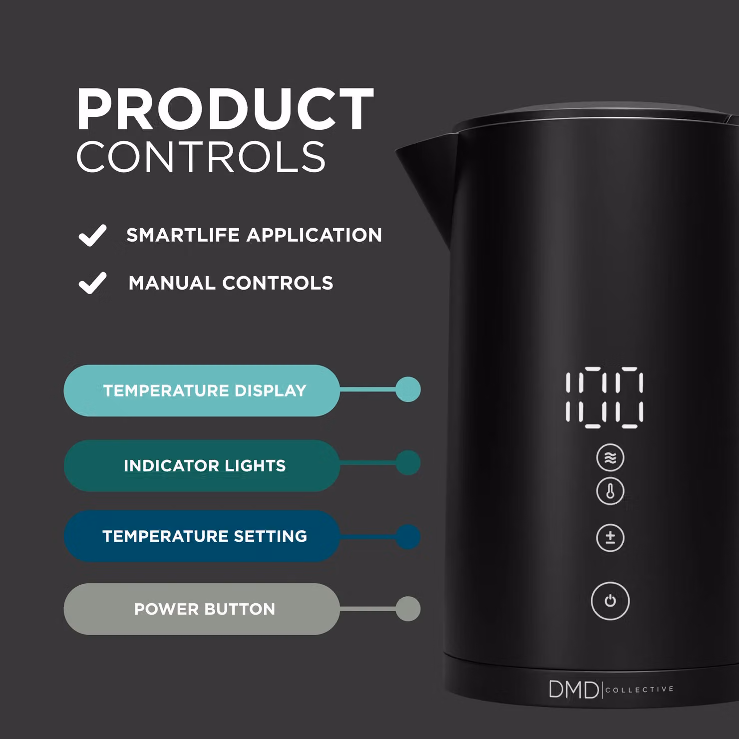DMD Collective Smart Wi-Fi Touchscreen Kettle, 1.5 l, Black – 3