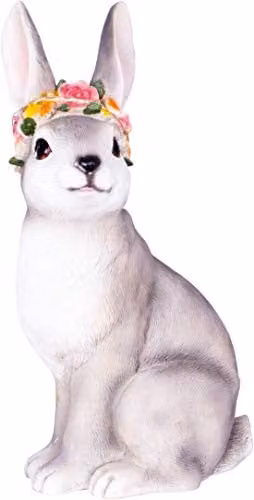 St Helens Home & Garden Solar Grey Rabbit Garden Ornament with Light Up Headband – 1