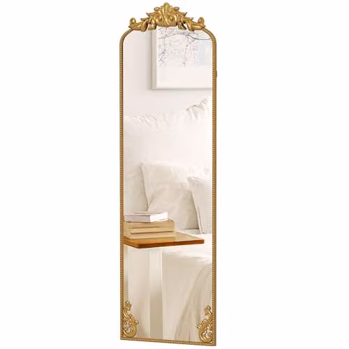 HOMCOM Vintage Rectangular Full Length Mirror with Gold Metal Frame, W: 50 cm, H: 160 cm