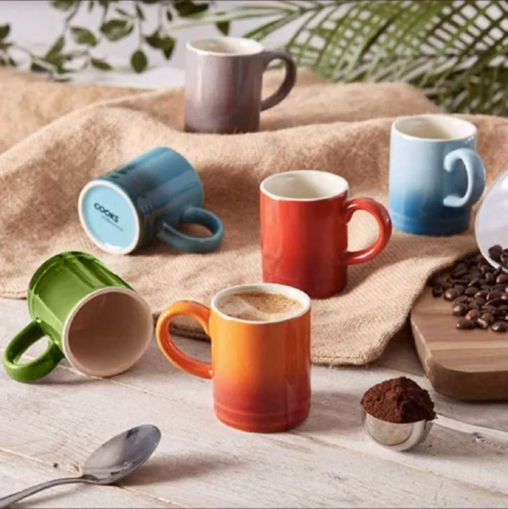 Cooks Professional Set of 6 Multicoloured Stoneware Espresso Cups, 100ml – 3