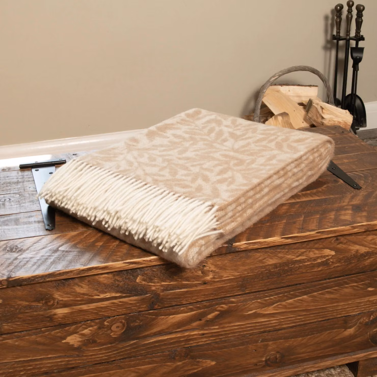 Native Natural Beige Floral Wool Blanket – 2