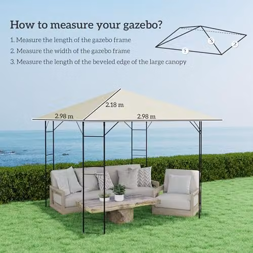 Outsunny Replacement Gazebo Canopy Cover in White with UPF 50+ Protection – 3