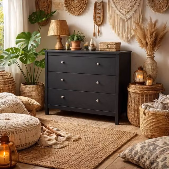 Wyld Haus Gossmere 3 Drawer Chest in Matt Black, W/D/H: 79.7 x 38.4 x 82.1 cm – 1