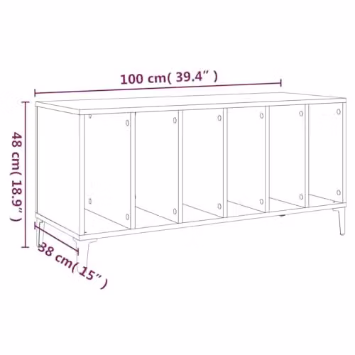 vidaXL Grey Sonoma Record Cabinet in Engineered Wood, W/D/H: 100 x 38 x 48 cm – 3