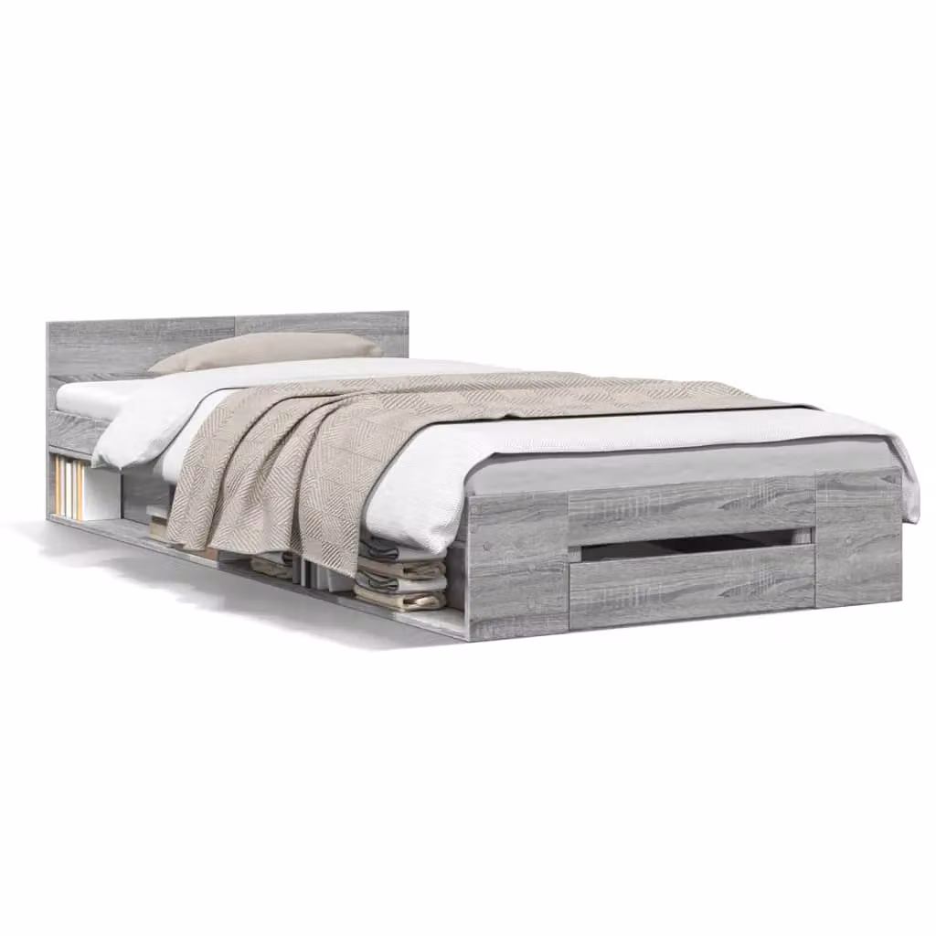 Berkfield Home Single Bed Frame with Drawer, Grey Sonoma, W/D/H: 90 x 190 cm – 2