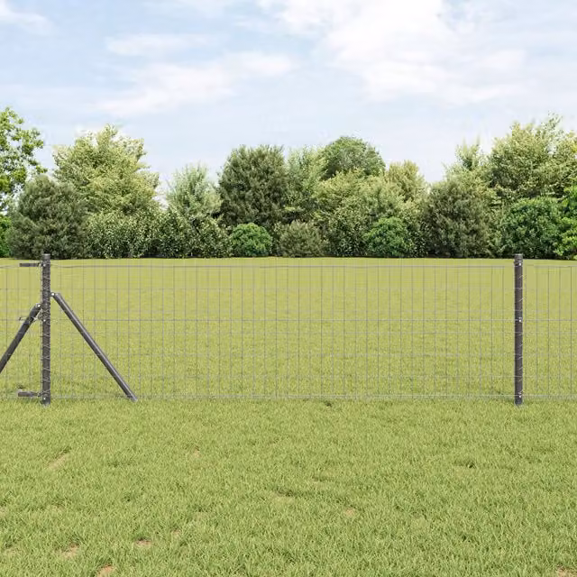 Berkfield Home Euro Fence Grey PVC Coated Steel Fencing, H: 0.6 m x L: 50 m