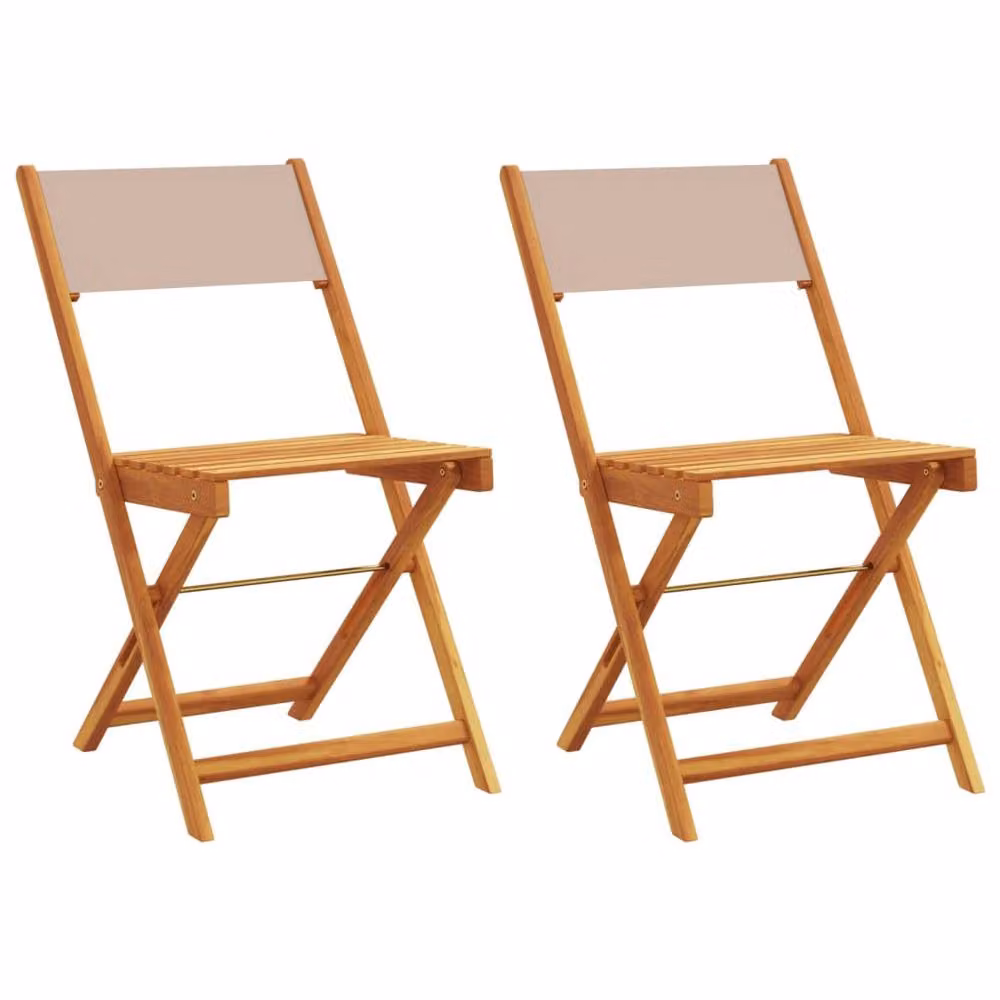 Berkfield Home Beautiful Bistro Chairs, Set of 2, Taupe Acacia Wood and Polyester Fabric – 2