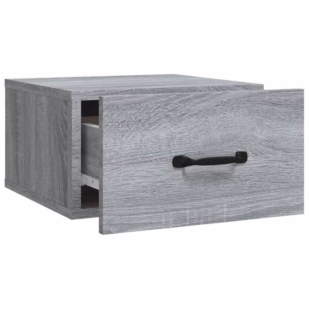 Berkfield Home Set of 2 Wall-mounted Bedside Cabinets in Grey Sonoma, W/D/H: 35 x 35 x 20 cm – 3