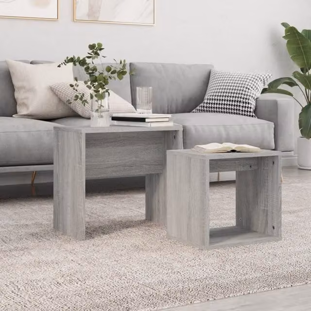 Berkfield Home Nesting Coffee Tables, 2 Piece Set in Grey Sonoma Engineered Wood – 1