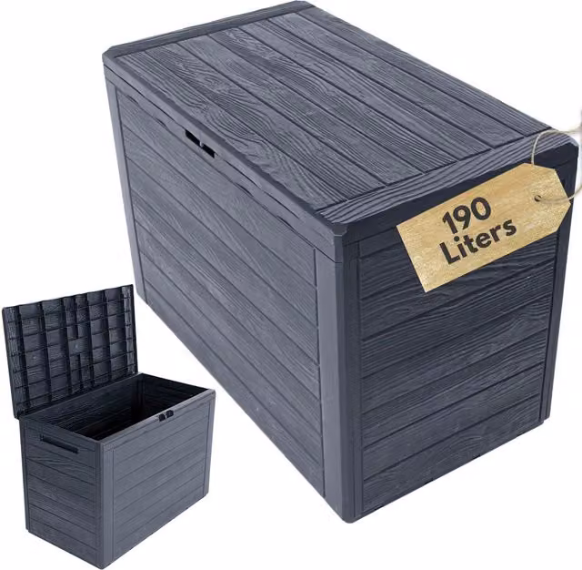 NOVECRAFTO Plastic Garden Storage Box in Anthracite Grey
