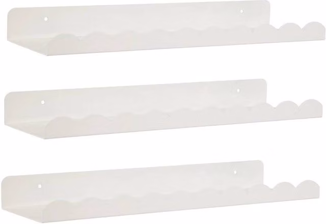 Kelvenix Set of 3 White Metal Floating Shelves for Childrens Rooms – 1
