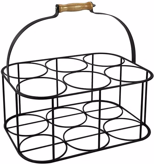 Nordara Metal 6 Milk Bottle Holder Tidy Crate Rack in Black