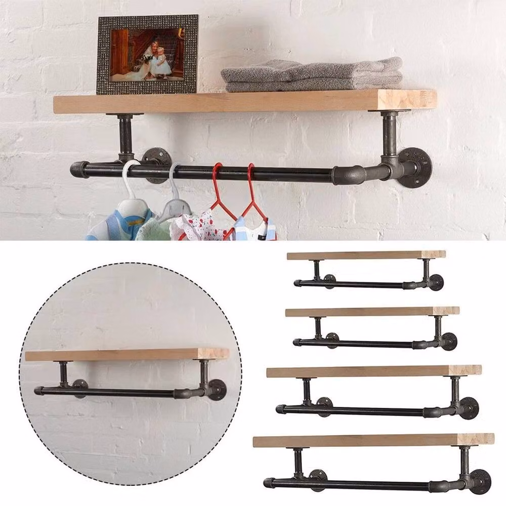 FORGEVIO Industrial Pipe Clothes Rail in Matt Black, Width: 100 cm – 3