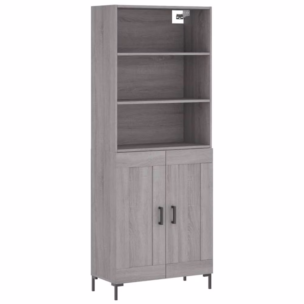 Berkfield Home Grey Sonoma Highboard with Hinged Doors and Internal Shelves, W/D/H: 69.5 x 34 x 180 cm – 3