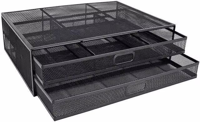 Havendro Black Metal Mesh Monitor Stand Riser with Drawer and Matt Finish – 1