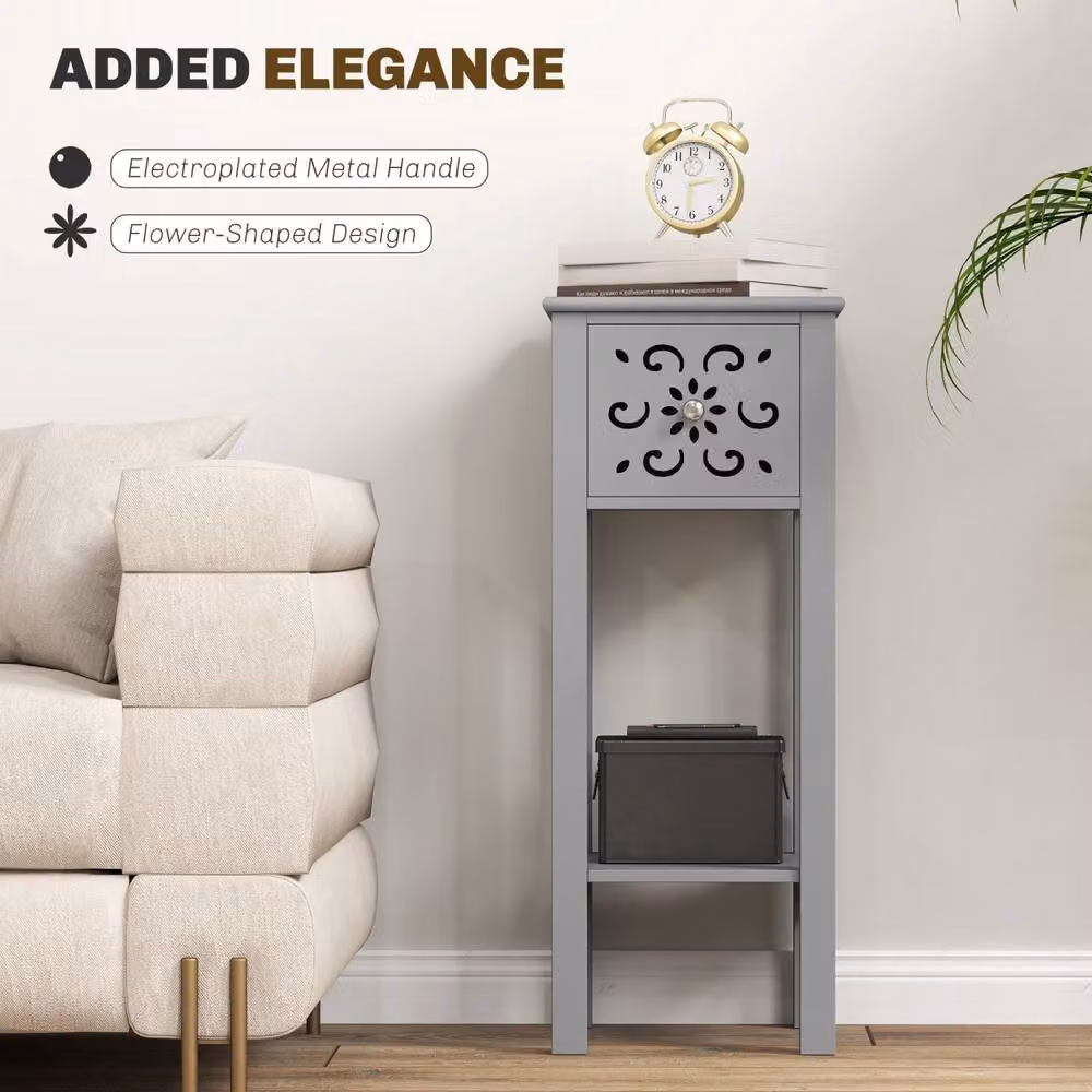 Wyld Haus Elne Set of 2 Grey Floral Cut Out Wooden Side Tables – 3