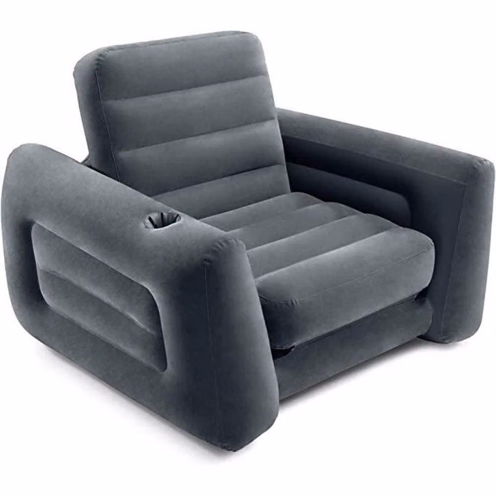 Intex Grey Inflatable Pull Out Sofa Chair Sleeper Air Bed Mattress W: 100 cm, D: 60 cm – 3