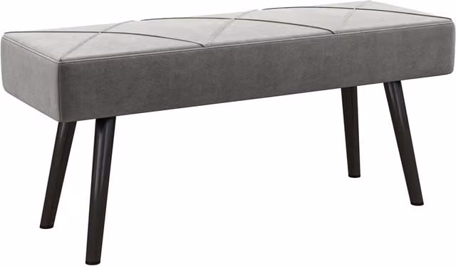 Kelvenix Grey Upholstered Velvet Hallway and Bedroom Bench with Metal Frame