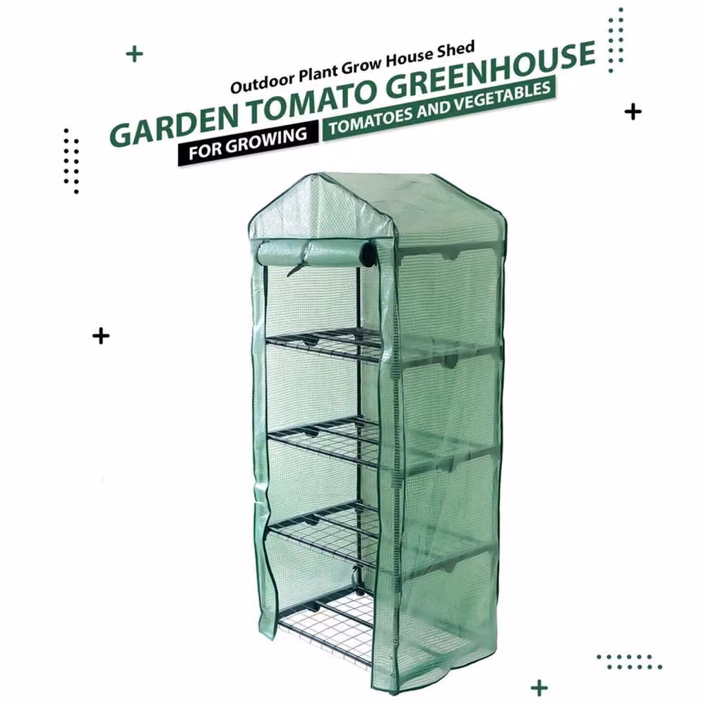 Nordara 4 Tier Mini Greenhouse with PVC Cover in Green, W/D/H: 110 x 15 x 15 cm – 2