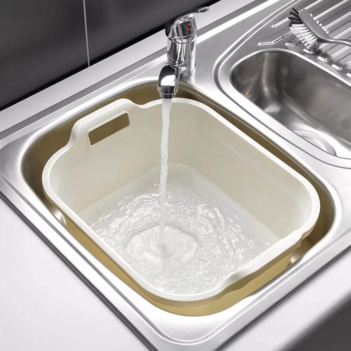 Addis Washing Up Bowl in Linen and Multicolour Beige – 2