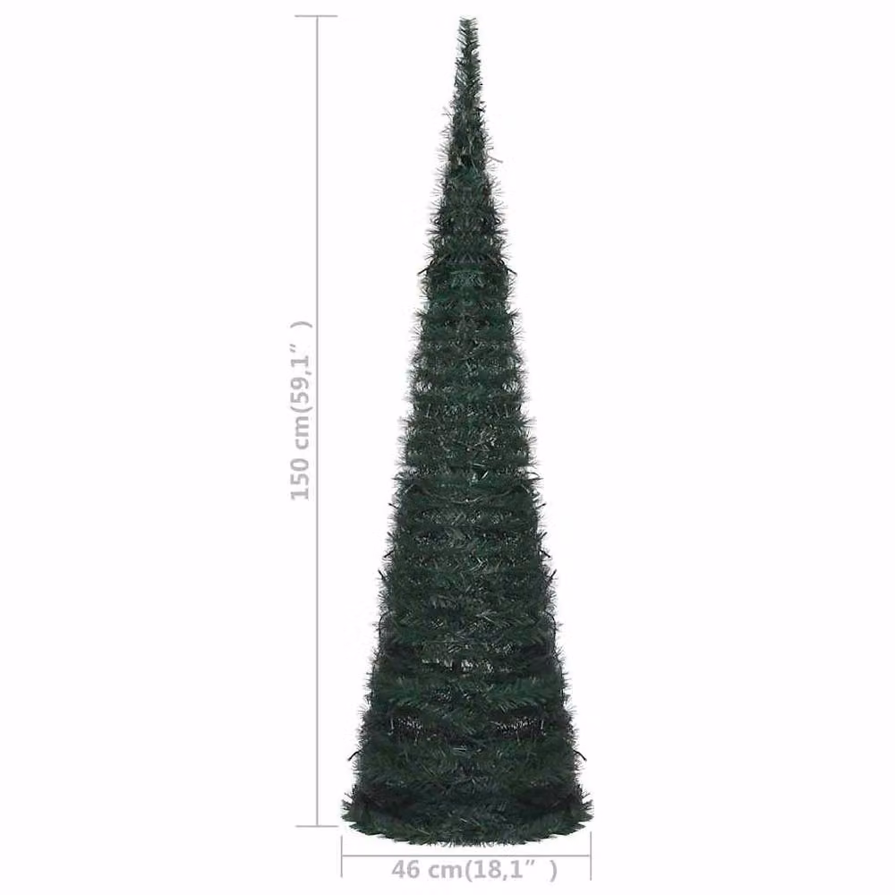 Berkfield Home Pop-up String Pre-lit Artificial Christmas Tree, Green, Height: 150 cm – 3