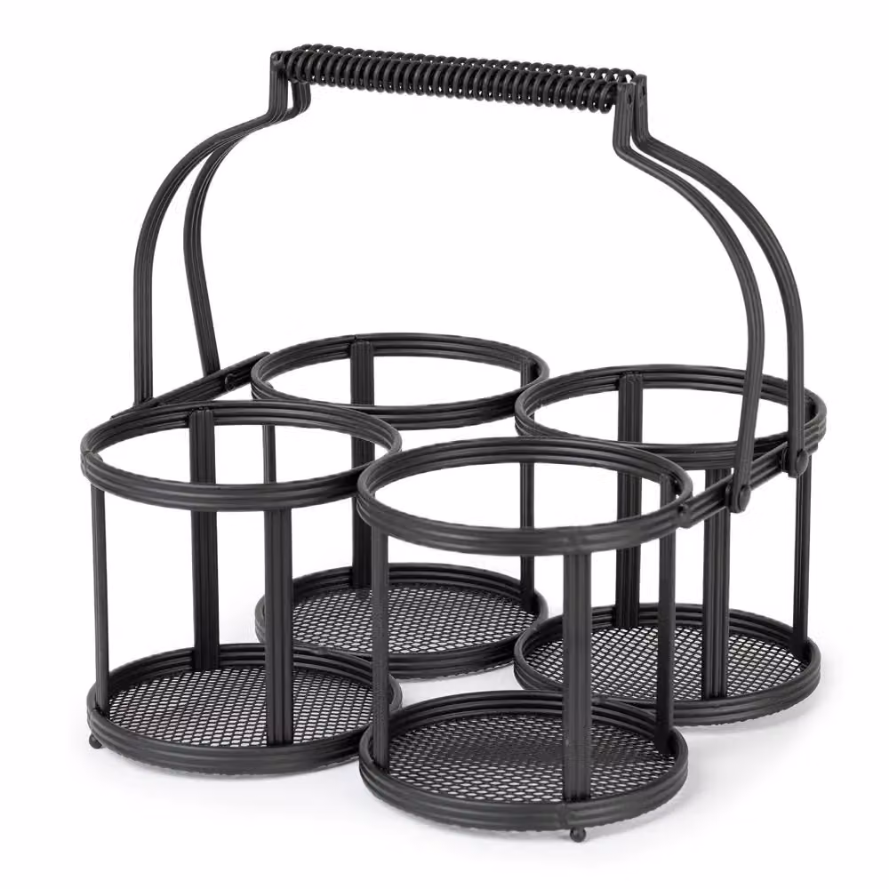 LIVIVO Vintage Metal Milk Bottle Holder, Grey 4-Bottle Doorstep Crate Carrier – 7