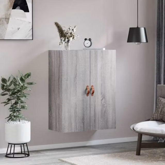 Berkfield Home Wall Mounted Cabinet in Grey Sonoma, W: 69.5 cm, D: 34 cm, H: 90 cm