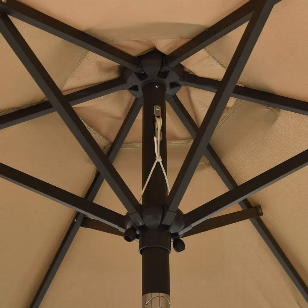 Berkfield Home Aluminium Parasol with LED Lights in Beige, W: 200 cm, D: 200 cm, H: 211 cm – 2