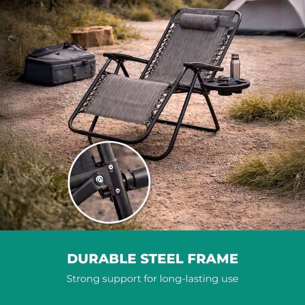 FORGEVIO Royalford Zero Gravity Reclining Folding Garden Chair in Grey – 3