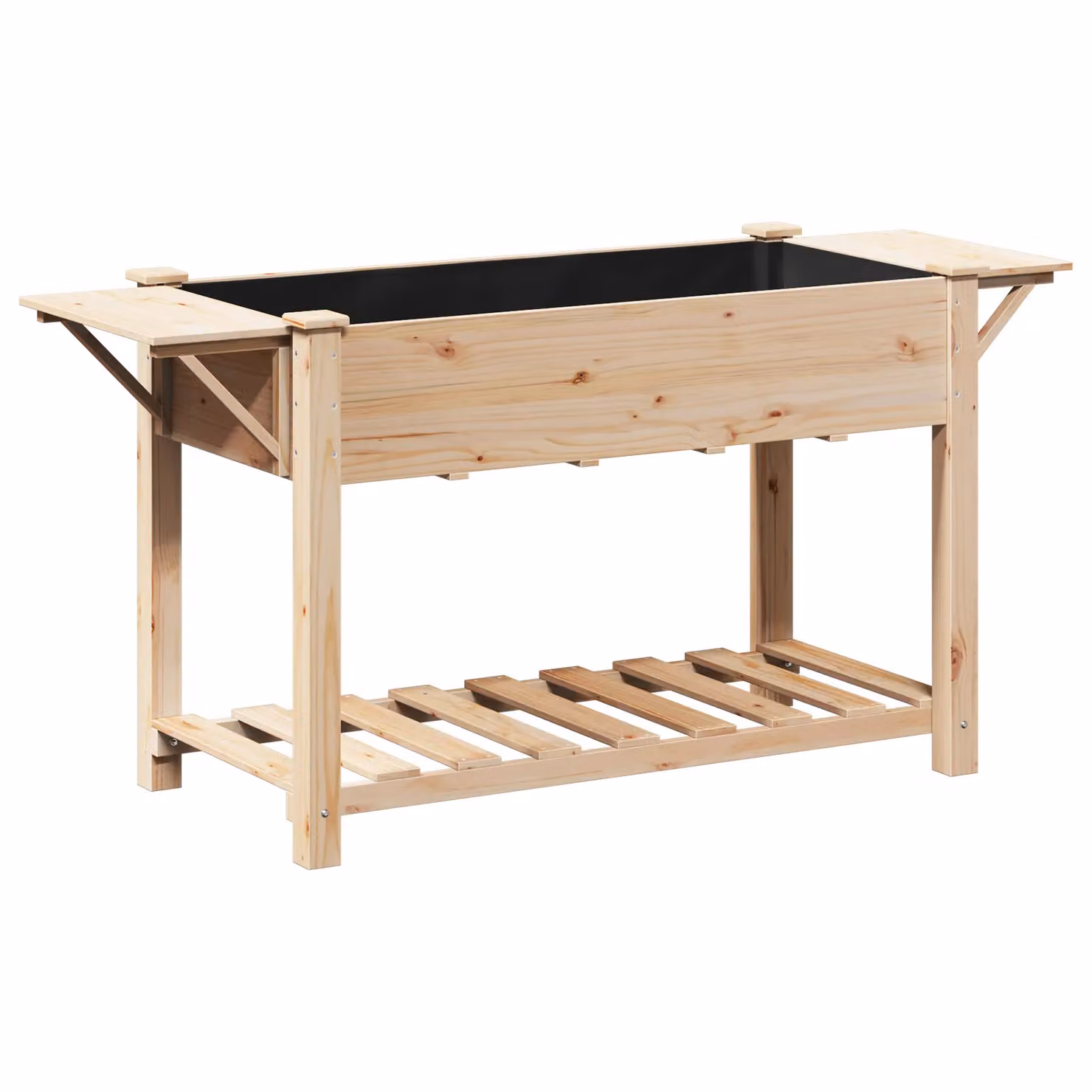 Berkfield Home Garden Planter with Shelves in Beige Solid Wood Fir, W/D/H: 155 x 59 x 76 cm – 2