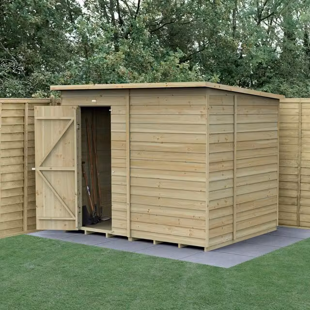 Forest Garden 8x6 Pent Wood Garden Shed in Brown with Window