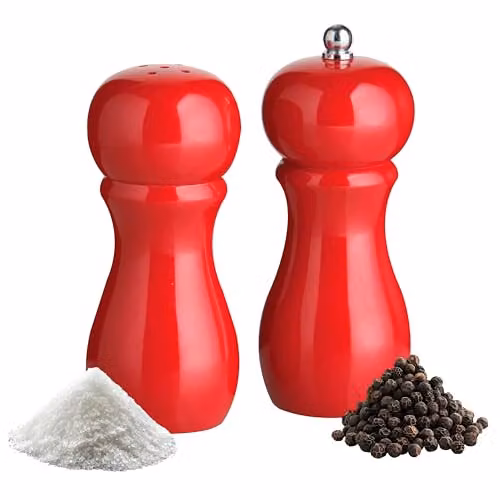Orsina Red Glossy Wooden Salt and Pepper Grinder Set, H11 x W5 x D5 cm – 1