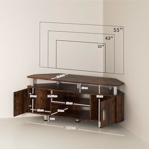 HOMCOM Rustic Brown TV Unit Cabinet with Storage Shelves for Living Rooms, W/D/H: 120 x 39.5 x 52 cm – 6