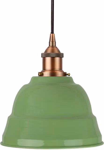 SE Home Lincoln Round Pendant Light in Mint Green with Matt Antique Copper and Black Metal Finish