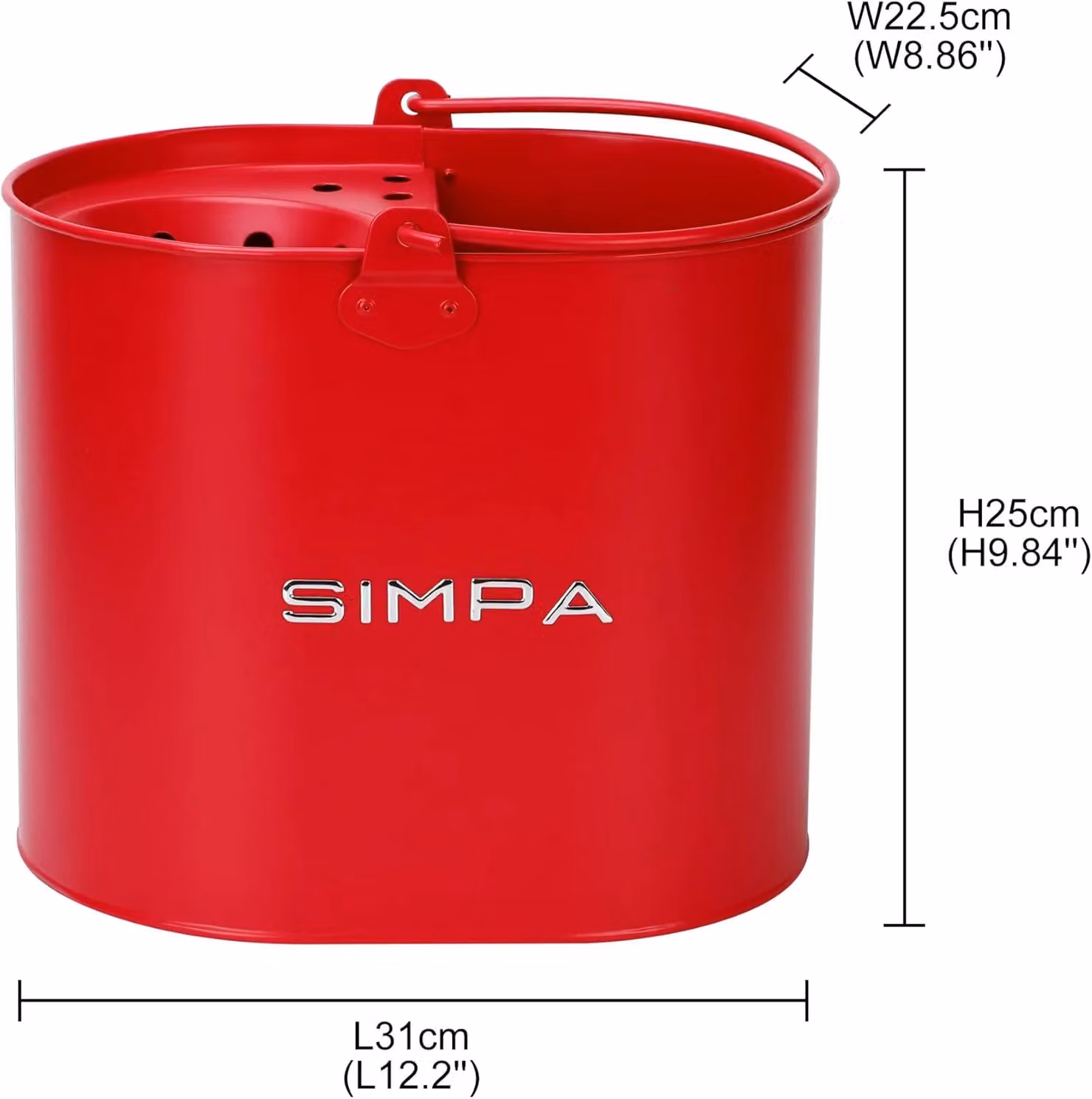 Simpa 14L Metal Mop Bucket with Wringer in Matt Red – 2