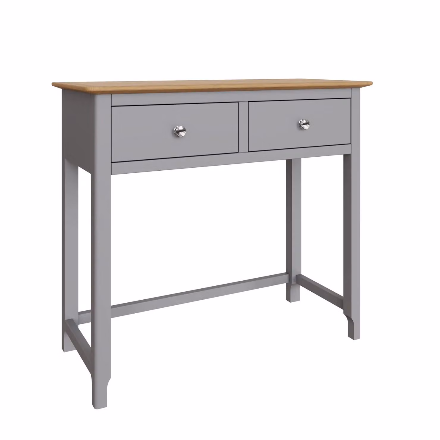 FWStyle Modern 2 Drawer Dressing Table with Oak Top in Dove Grey – 2