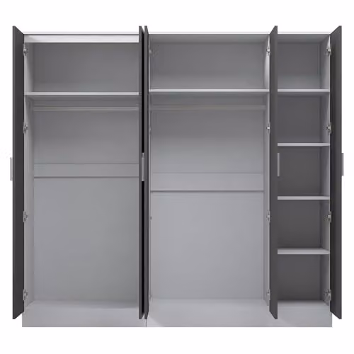 Reflect Wardrobe Bundle with 3-Door and 2-Door Plain Designs in Grey Gloss and Matt White – 2
