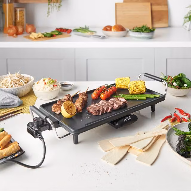 VonShef Teppanyaki Electric Grill, Black, 26 cm